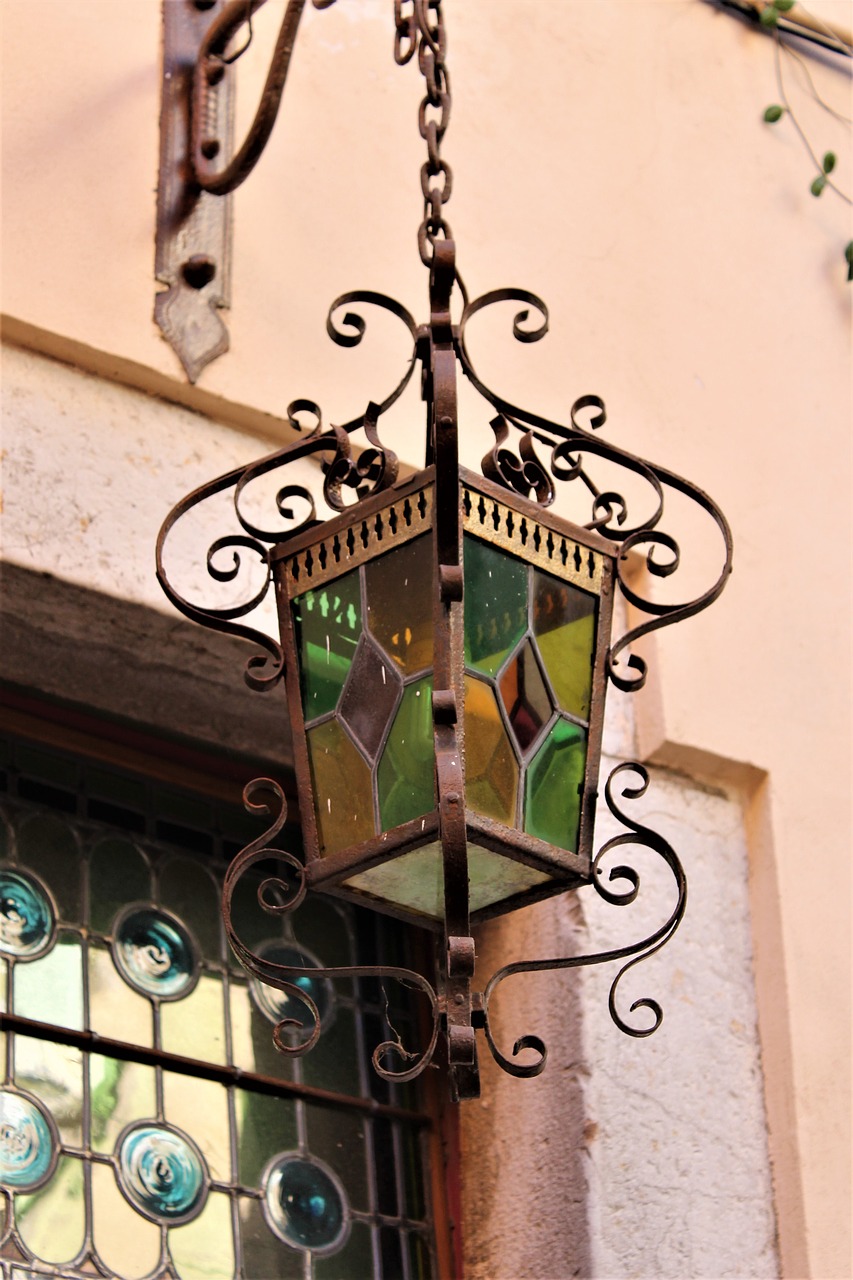 chandelier  old chandelier  stained glass free photo