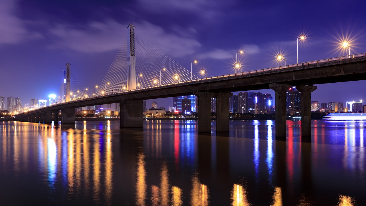 changsha  night view  bridge free photo