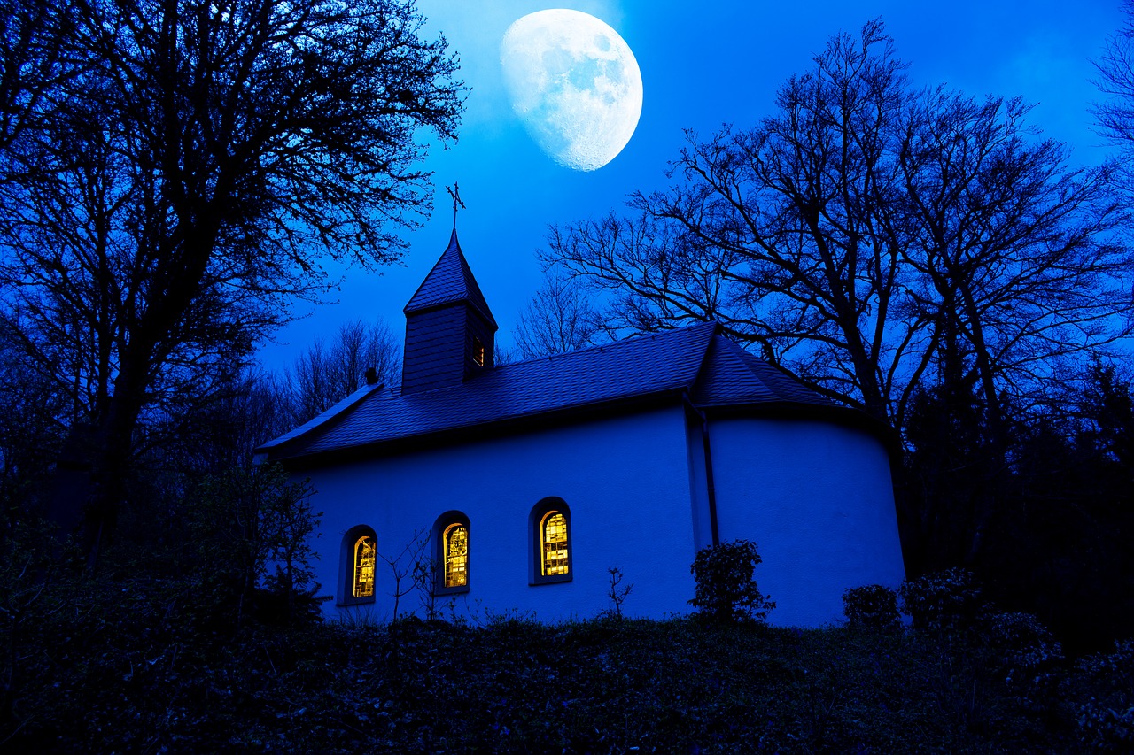 chapel night photograph heavy metal free photo