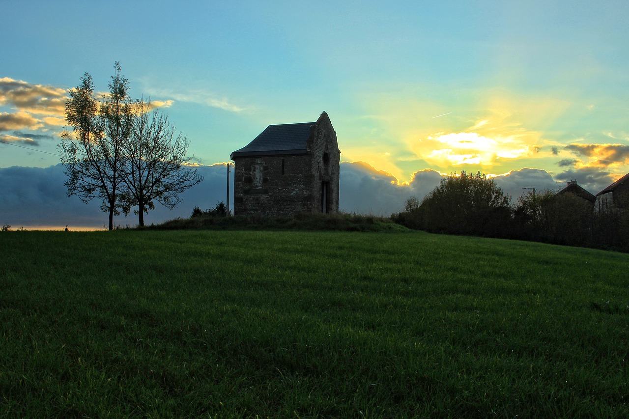 chapel sunset belgium free photo