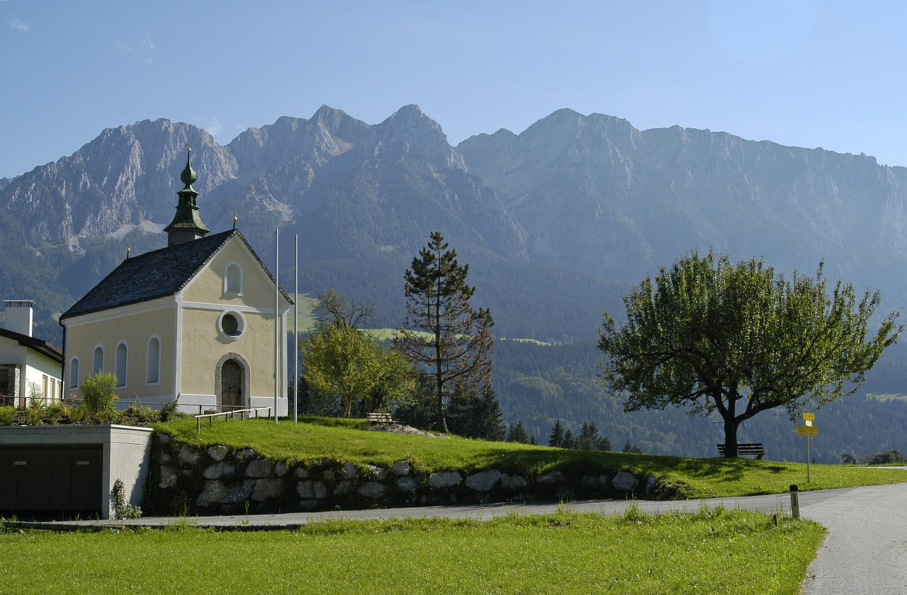 chapel mountains austria free photo