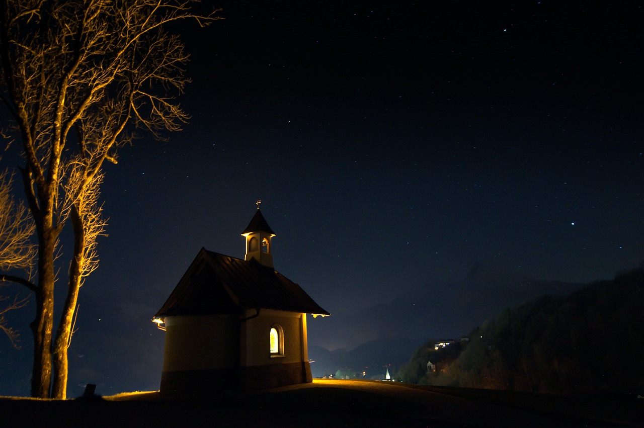 chapel at night dark free photo