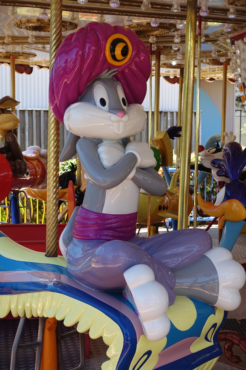 character merry-go-round rabbit free photo