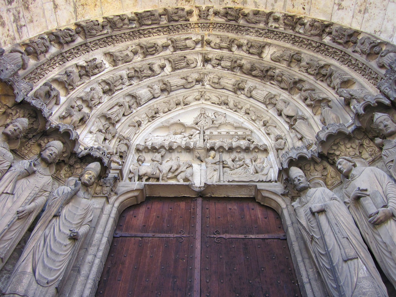 chartres cathedral confessors portal south transept free photo