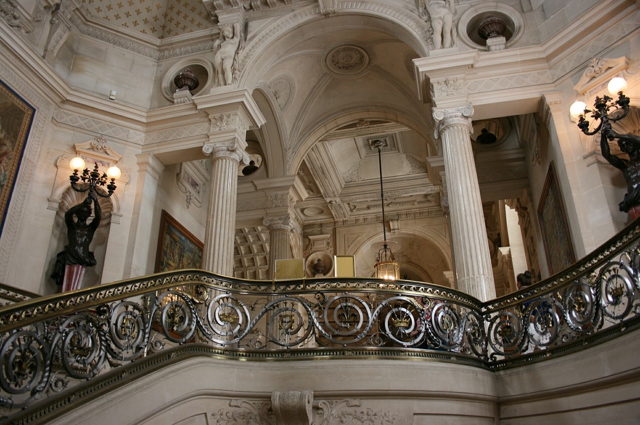 château de chantilly handrail staircase free photo