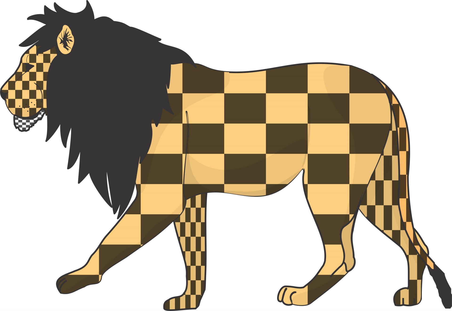 checkerboard lion wild free photo