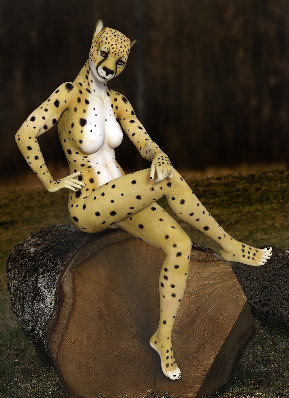 cheetah woman sitting free photo