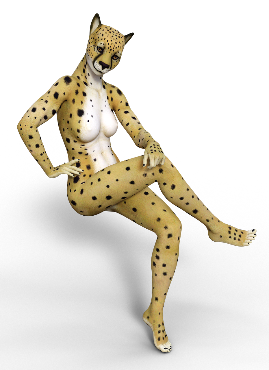 cheetah woman sitting free photo