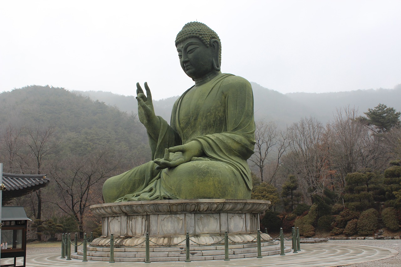 cheonan taejo mountain bronze amitabha statue free photo