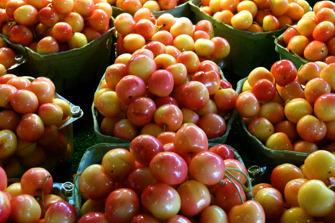 cherries yellow fruits free photo