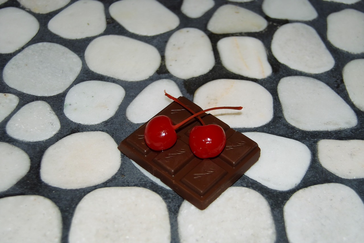 cherries chocolate mosaic free photo