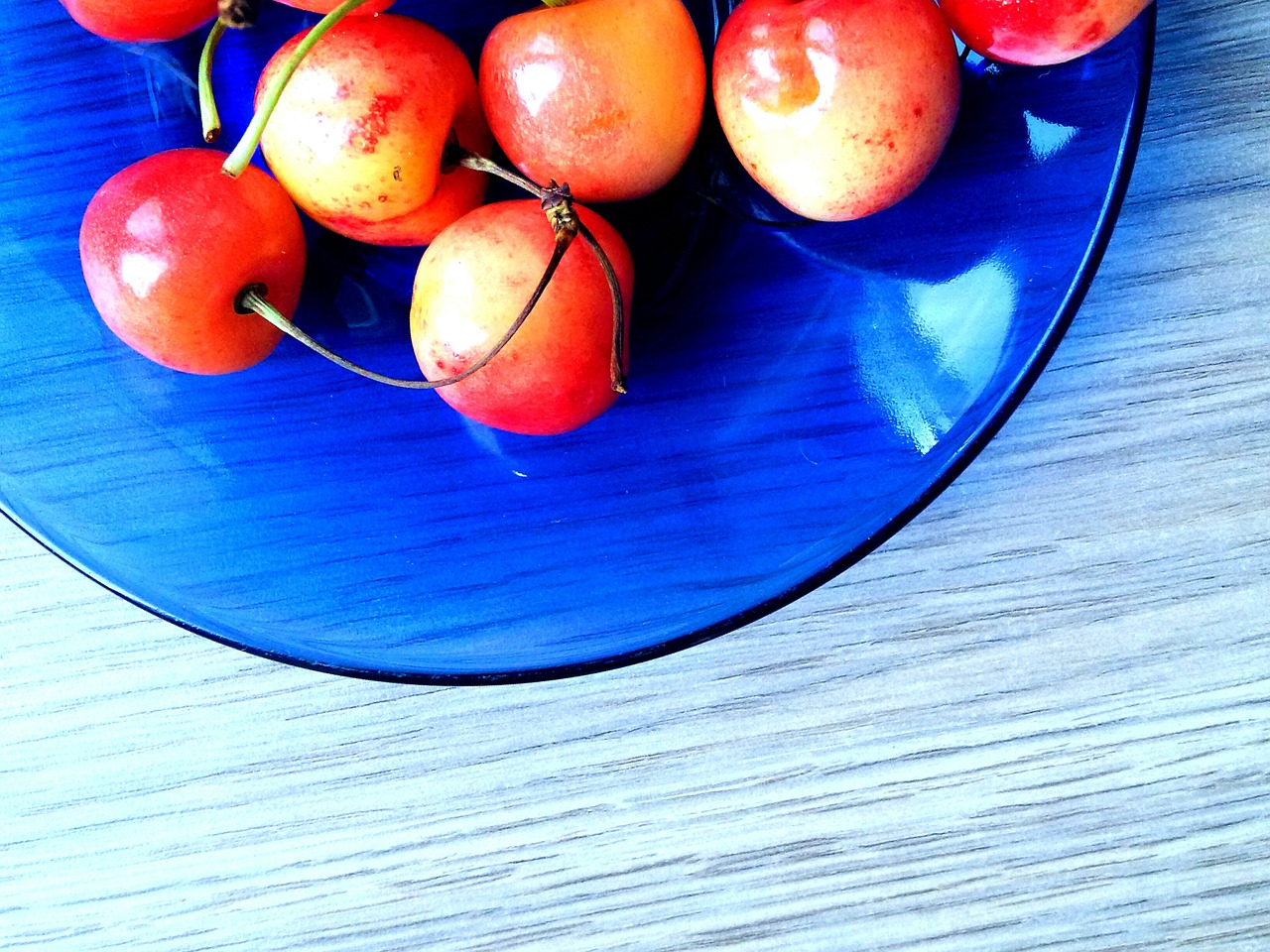 cherries fruits plate free photo