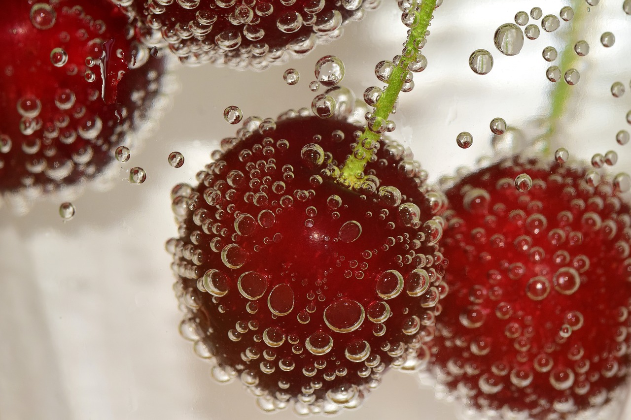 cherry blow water bubbles free photo