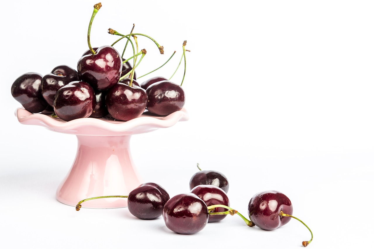 cherry  fruit  white background free photo