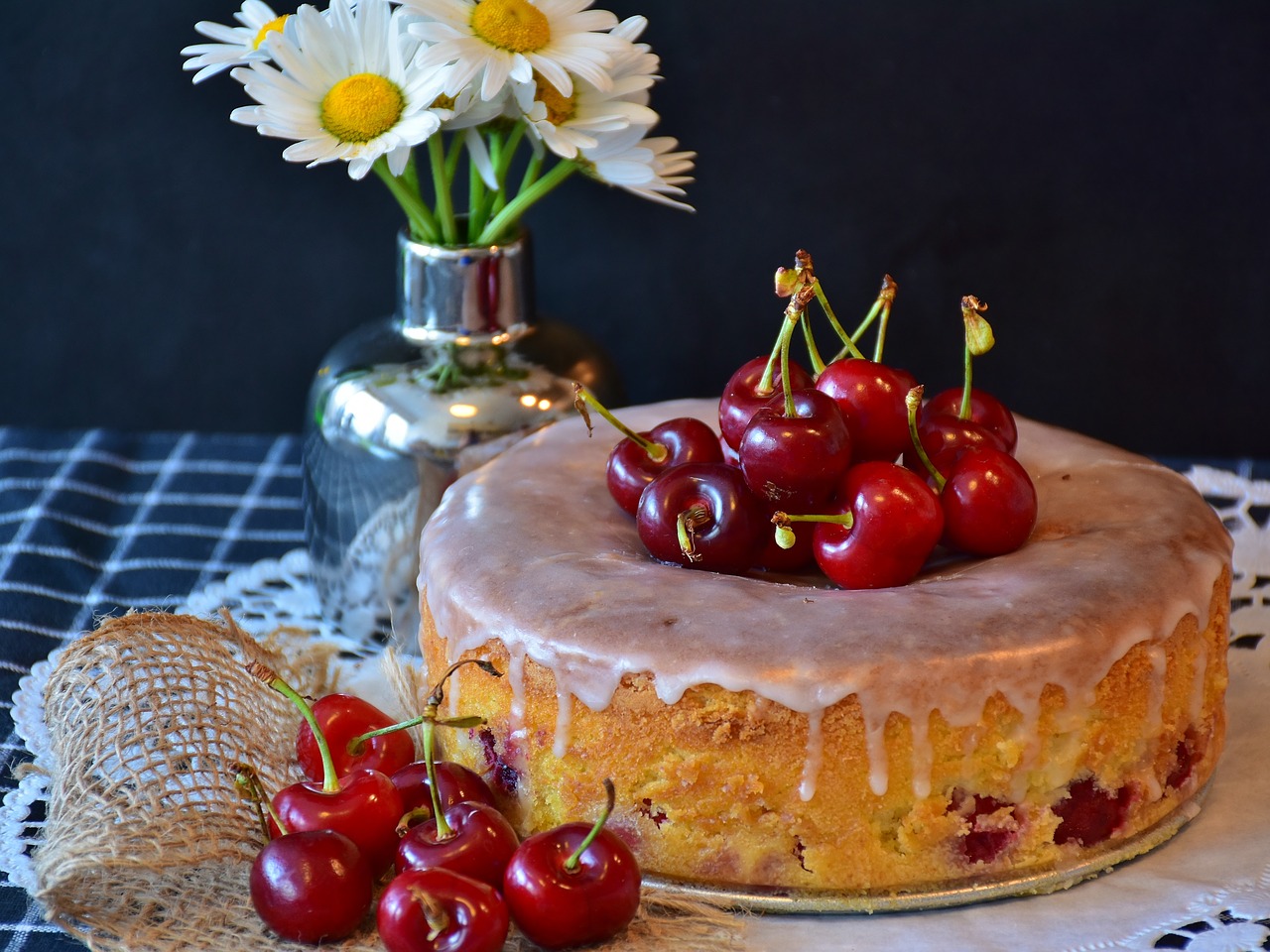 cherry pie cake cherries free photo