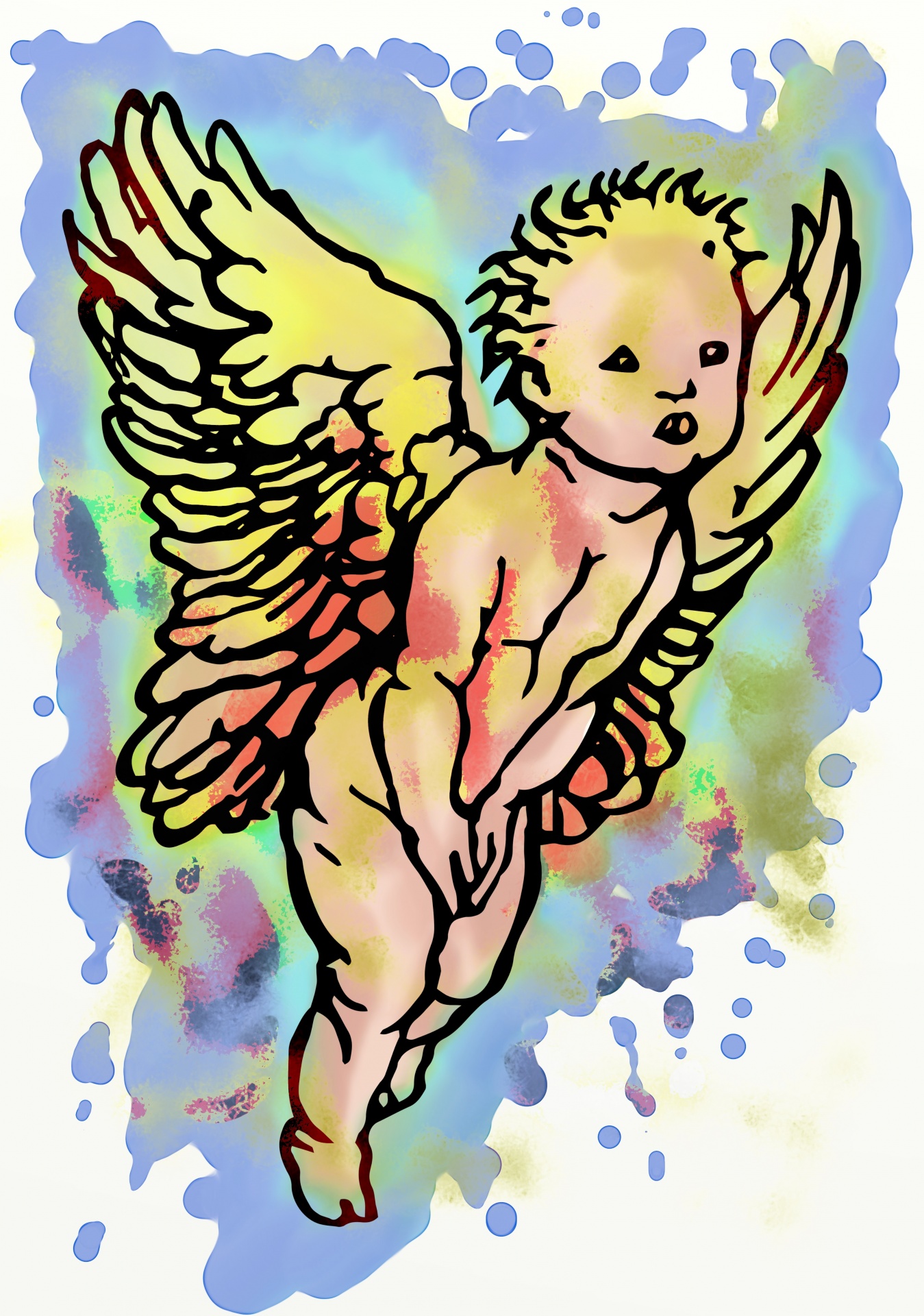painted artistic cherub free photo