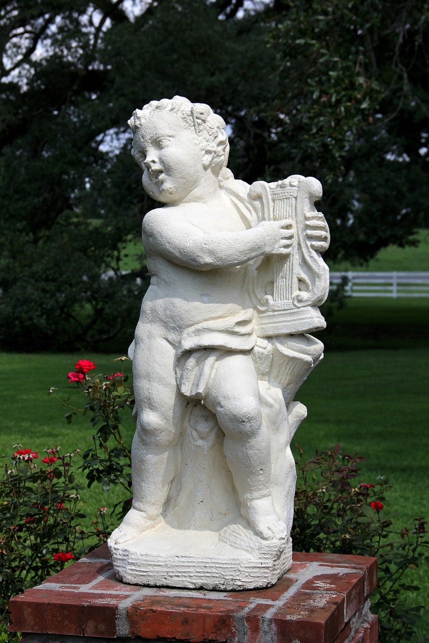 cherub angel garden statue free photo