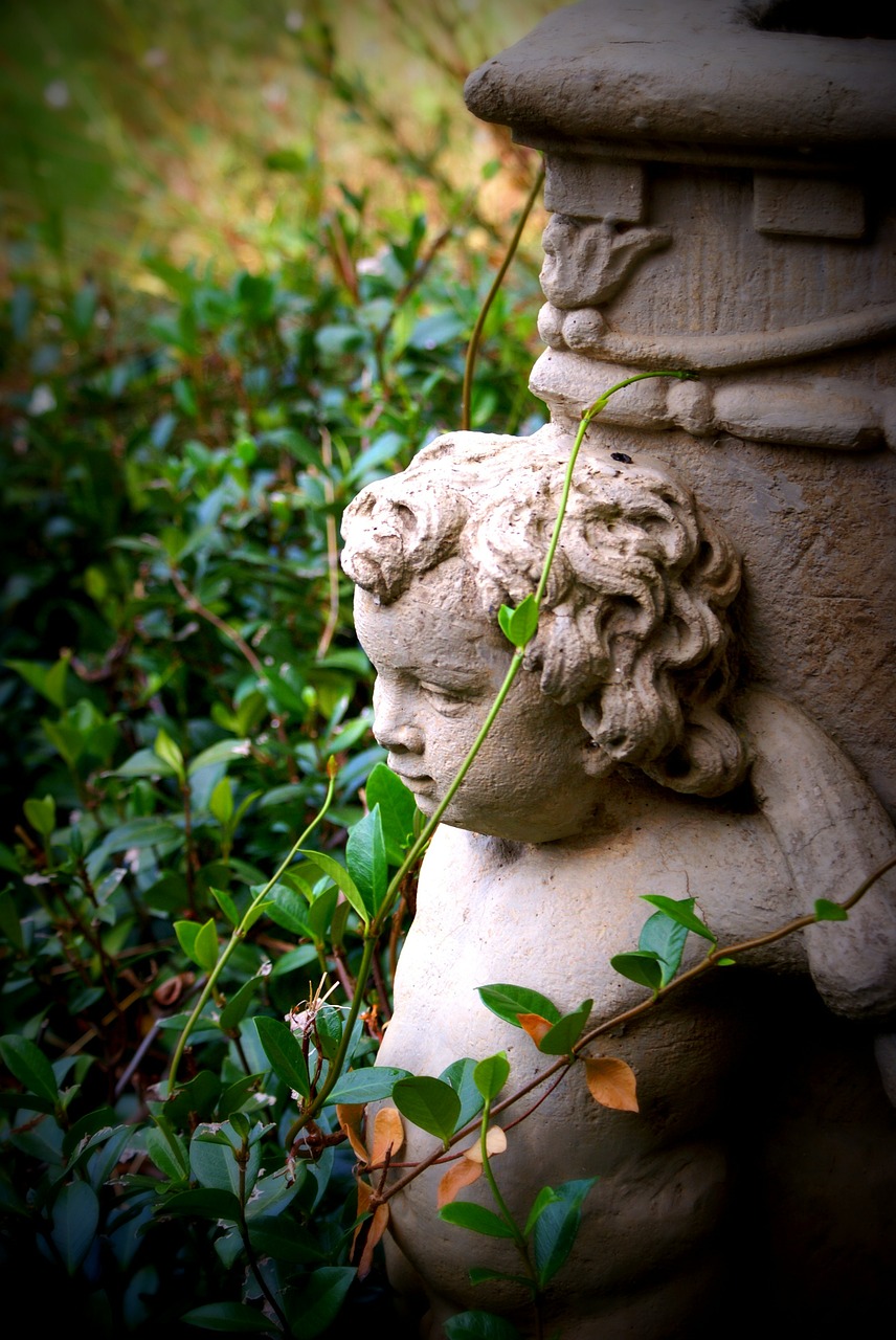 cherub statue garden free photo