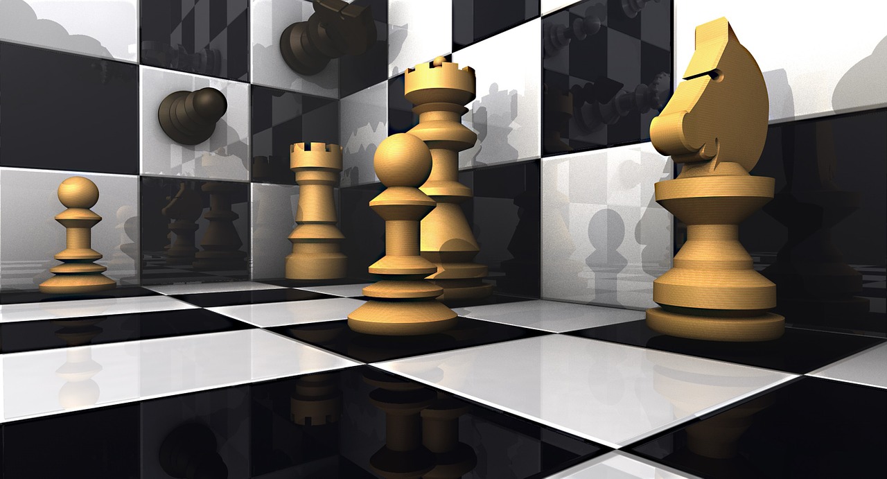 3d Model Of A Chess Board On A Black Background, 3d Render Chess