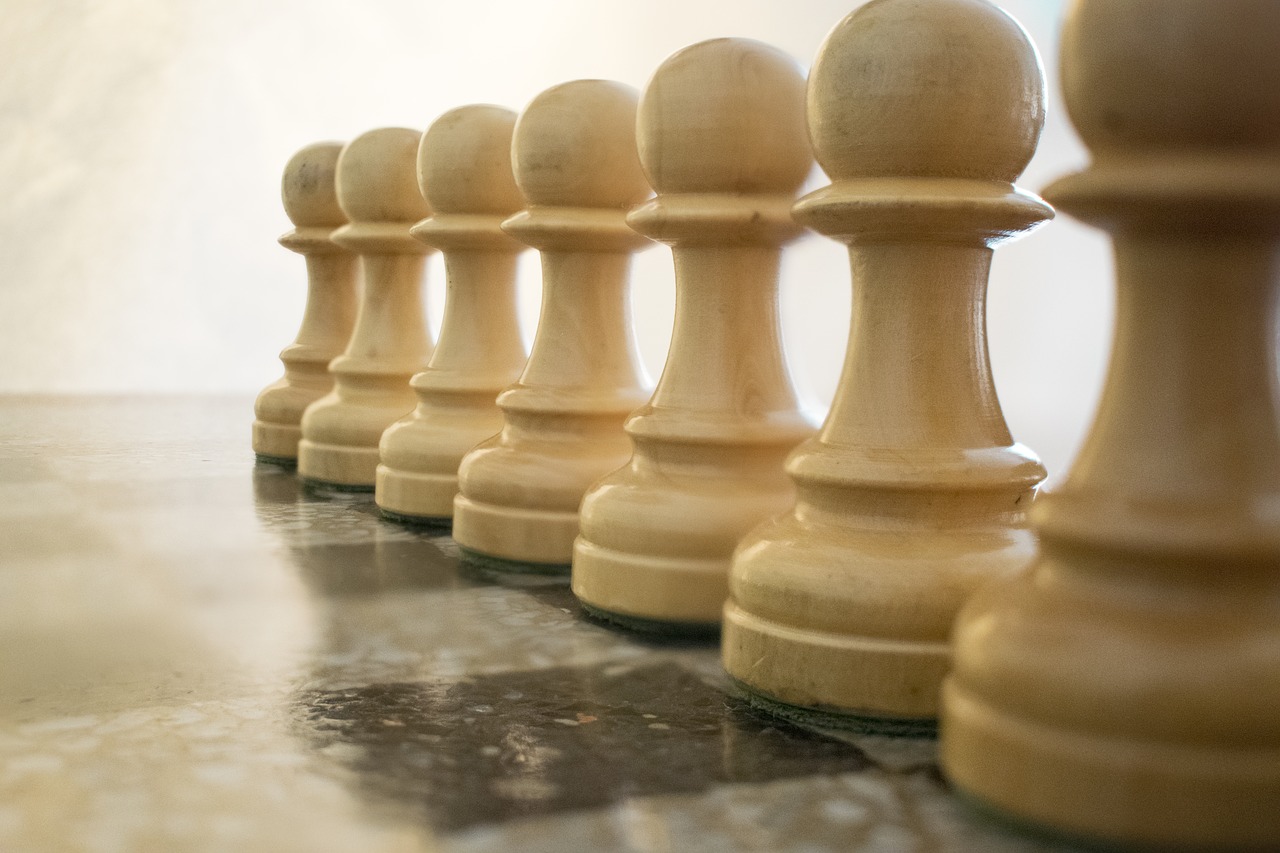 chess white pawns parts free photo