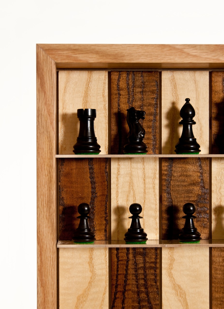 chess oak frame black chess pieces free photo