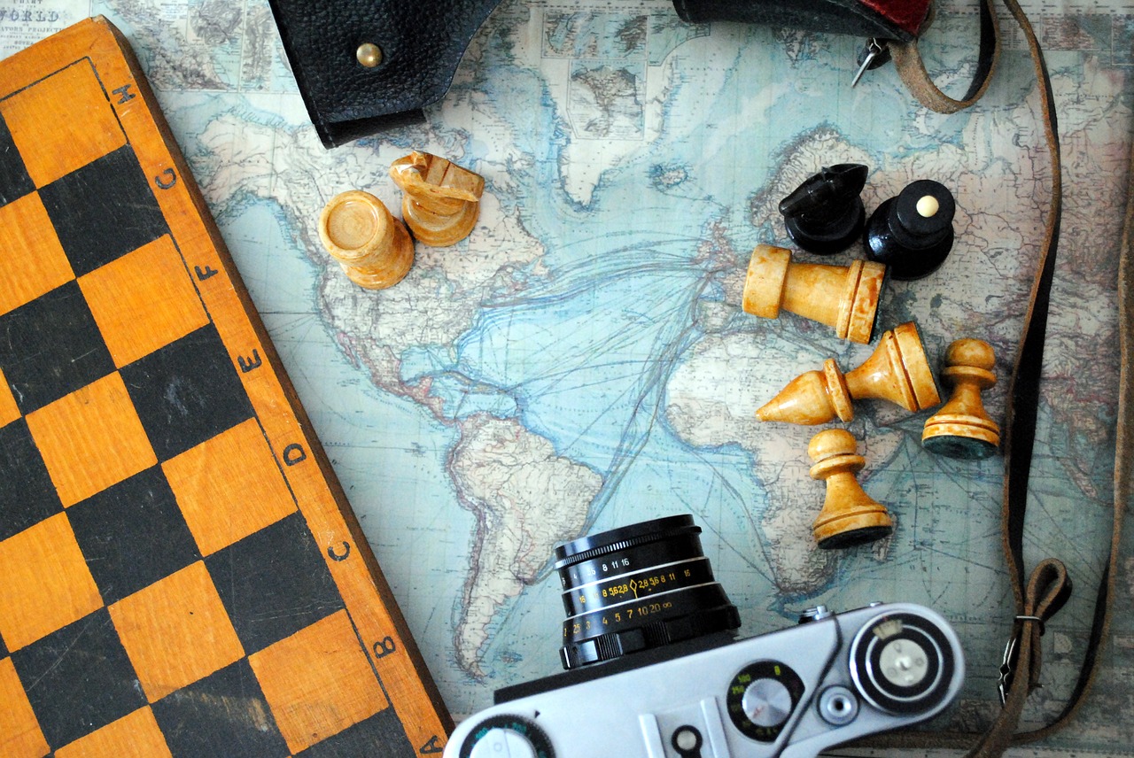 chess camera world map free photo