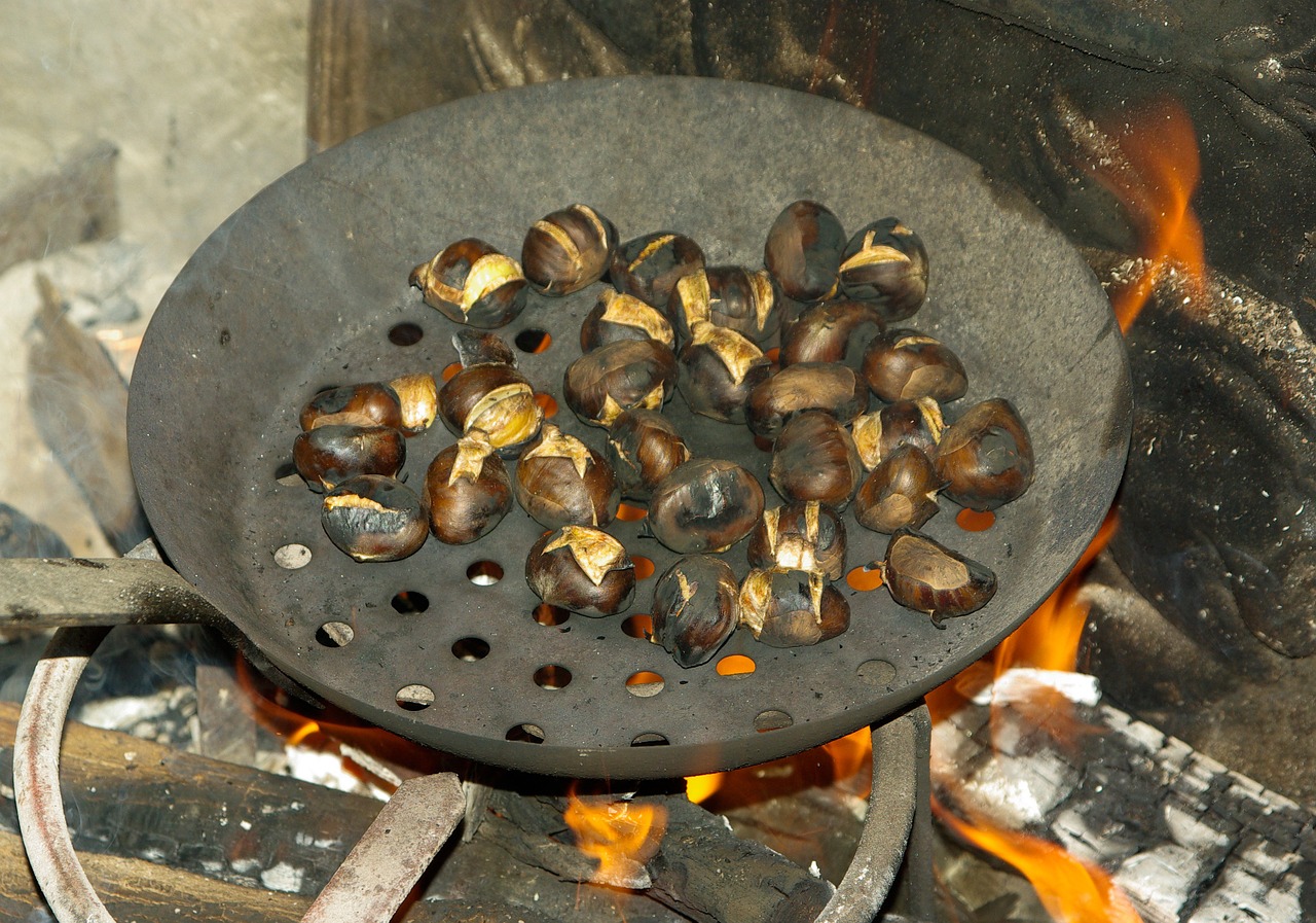 chestnuts stove fireplace free photo