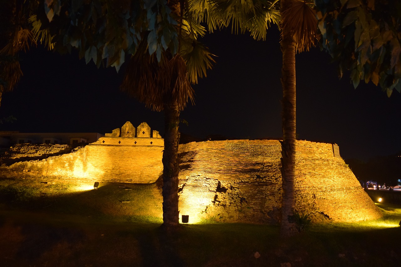 chiang mai city wall night photograph free photo