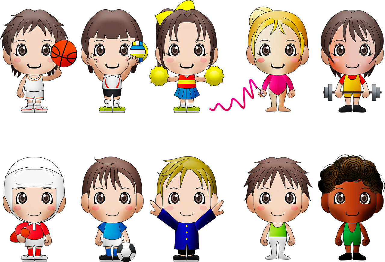 chibi kids  sports  chibi free photo