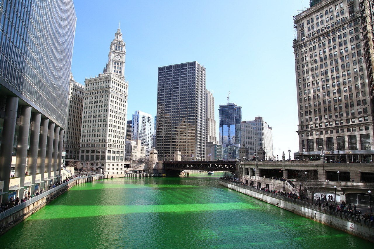 chicago chicago river st patrick's day free photo