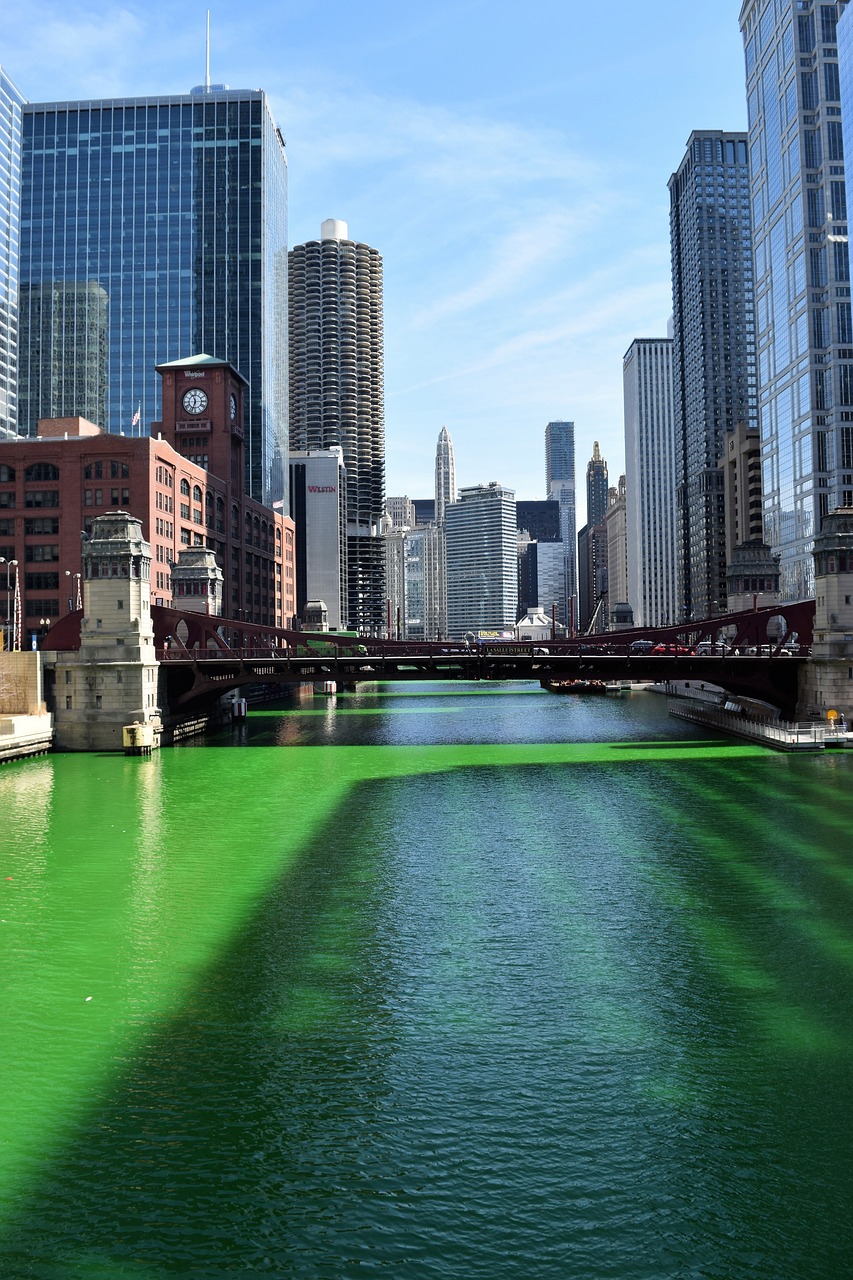 chicago river green free photo