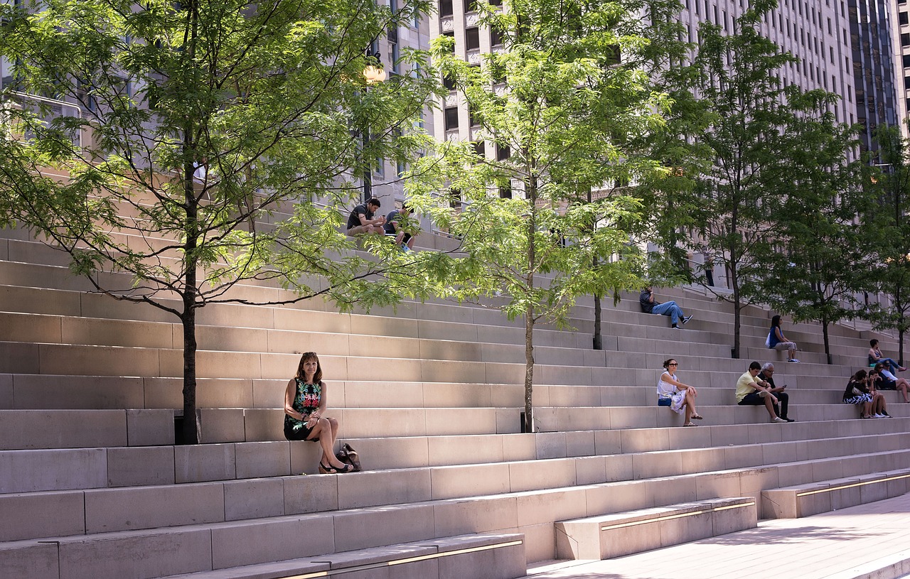 chicago stairs riverwalk free photo