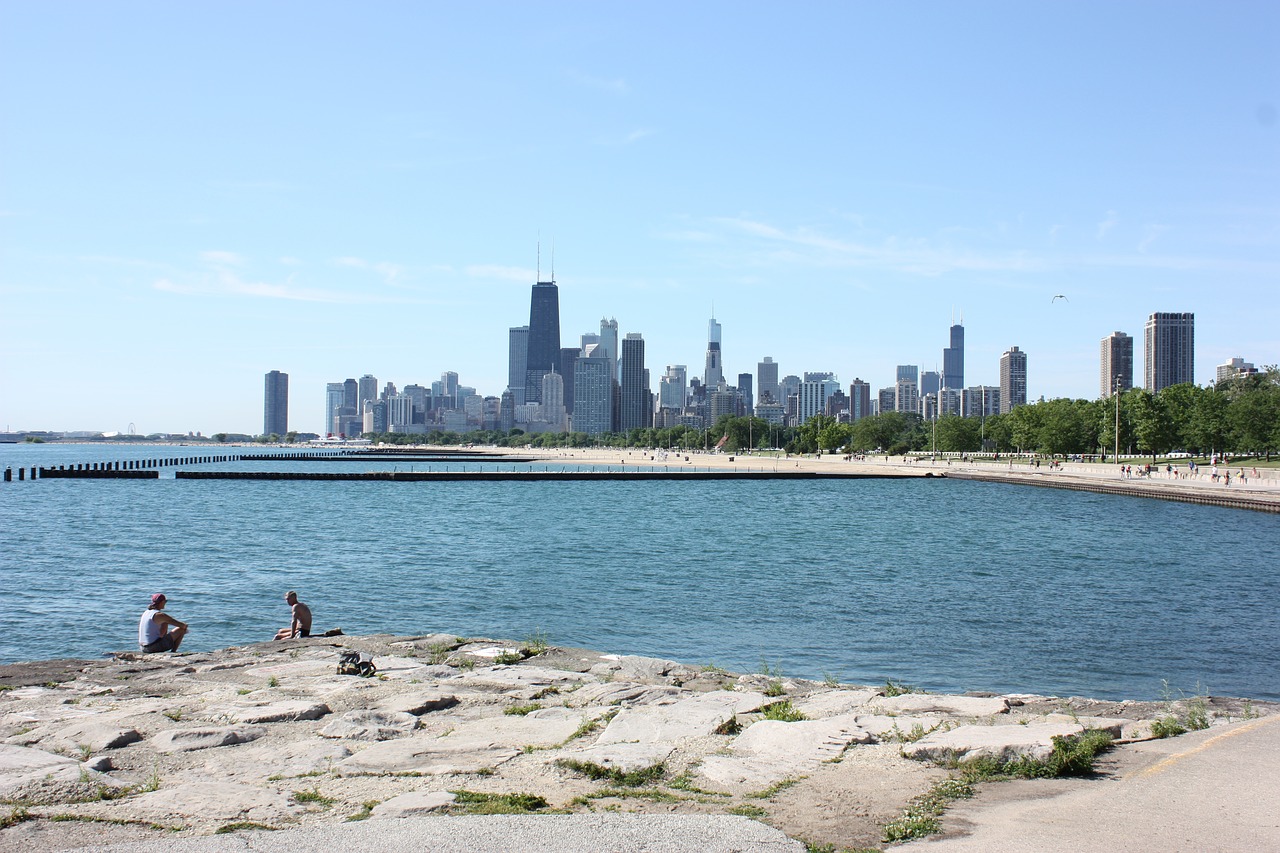 chicago  skyline  sunny free photo