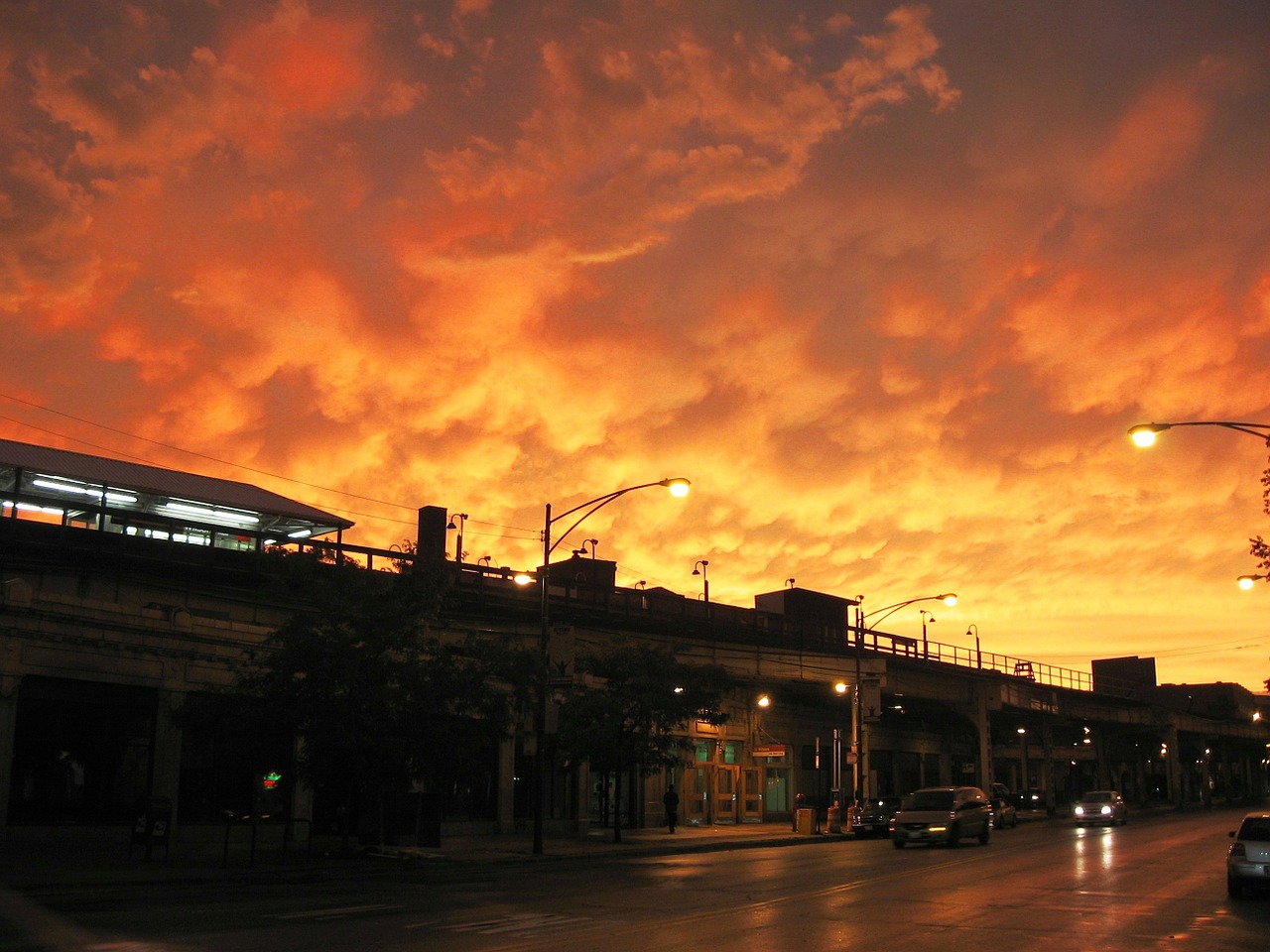 chicago orange sunset free photo