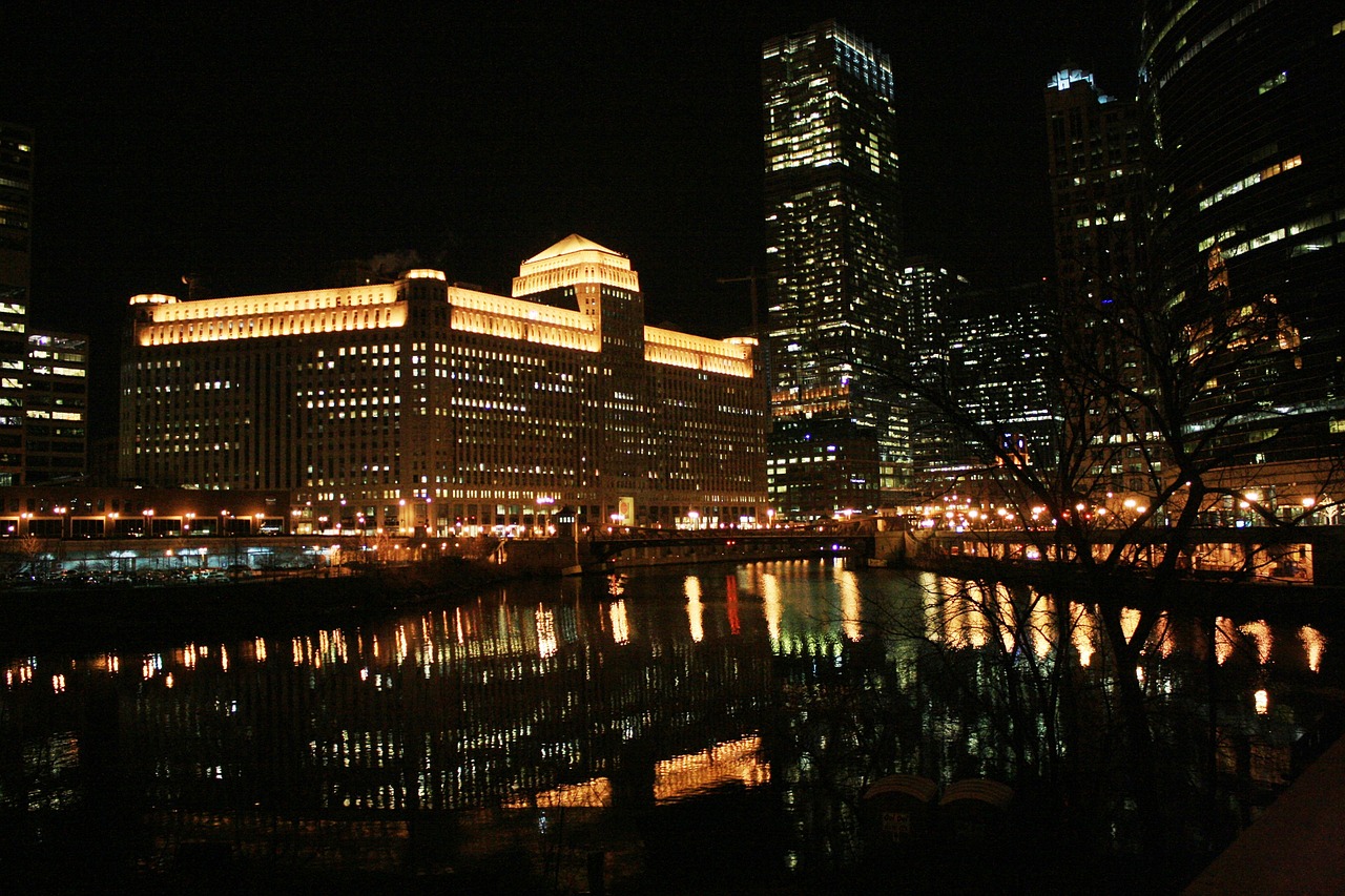 chicago chicago at night night free photo