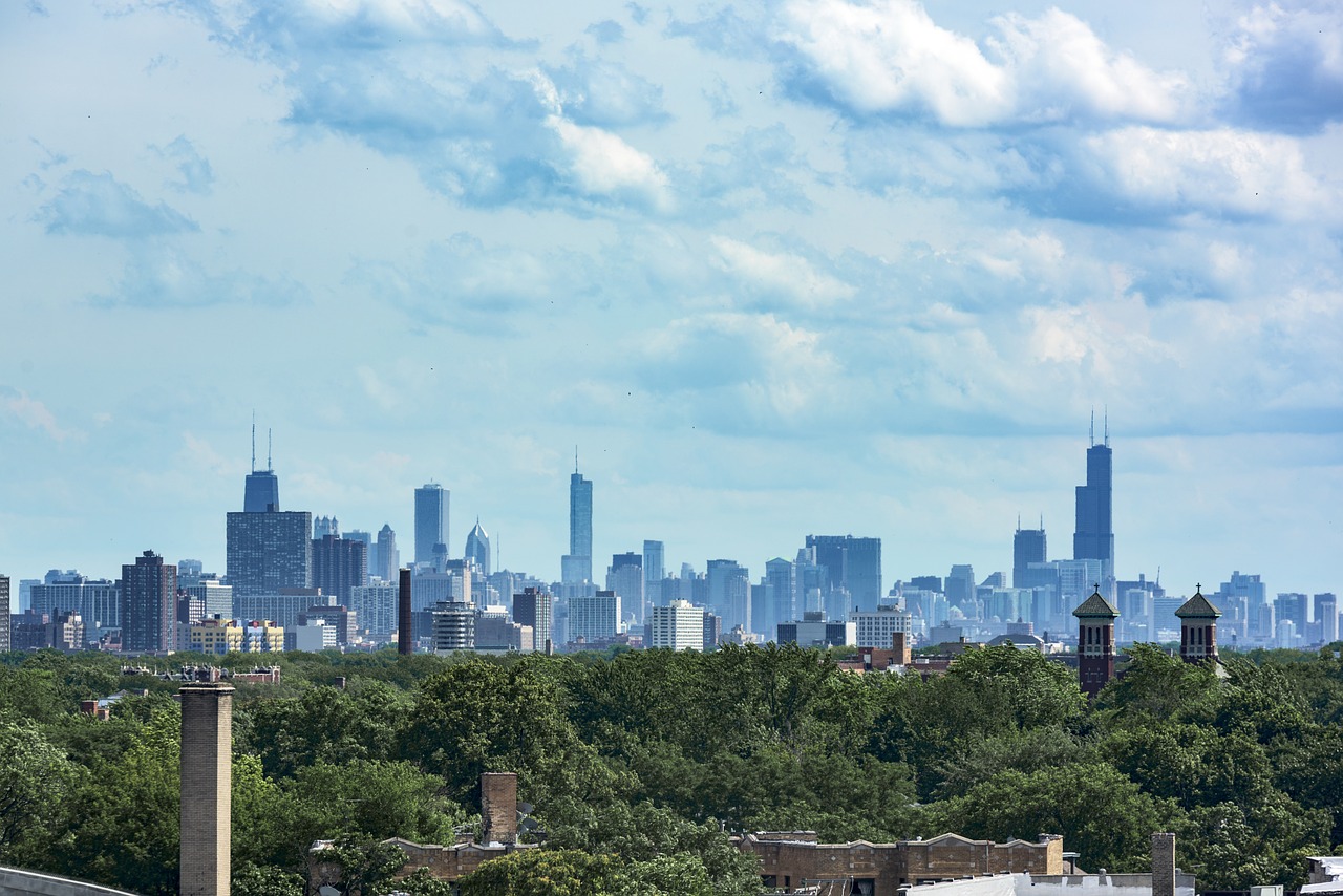chicago skyline evanston free photo