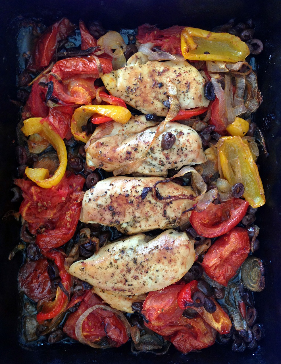chicken oven peppers free photo