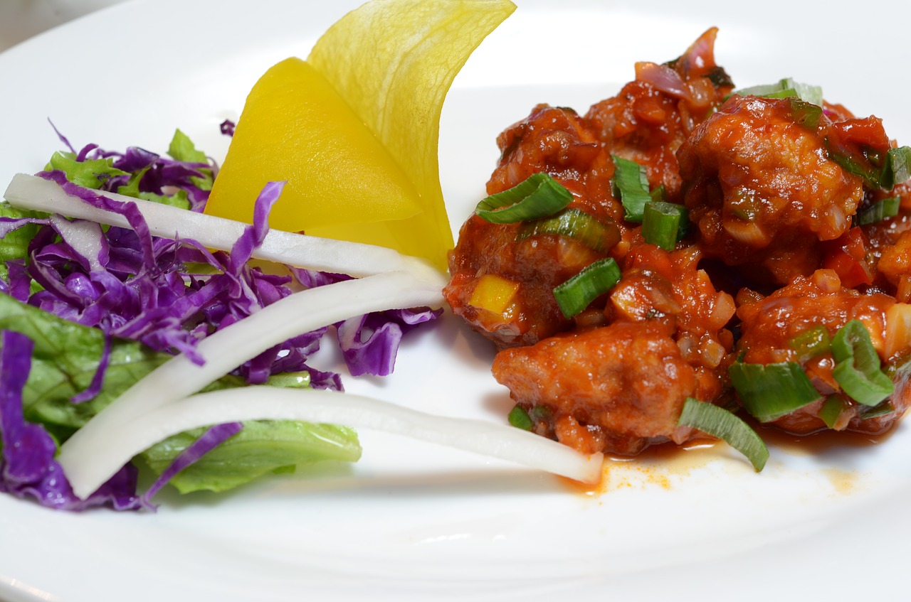 chicken manchurian dry food chinese free photo