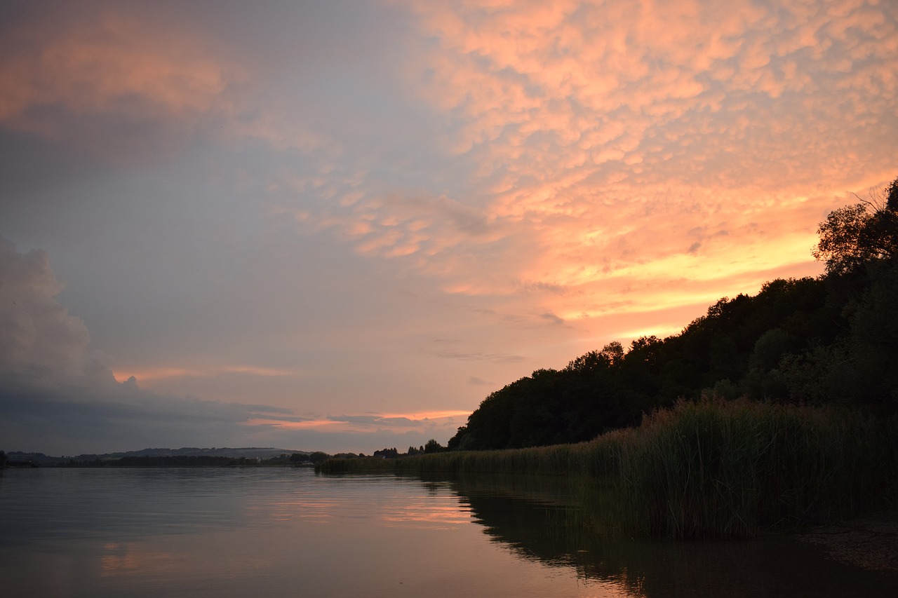 chiemsee sunset lake free photo