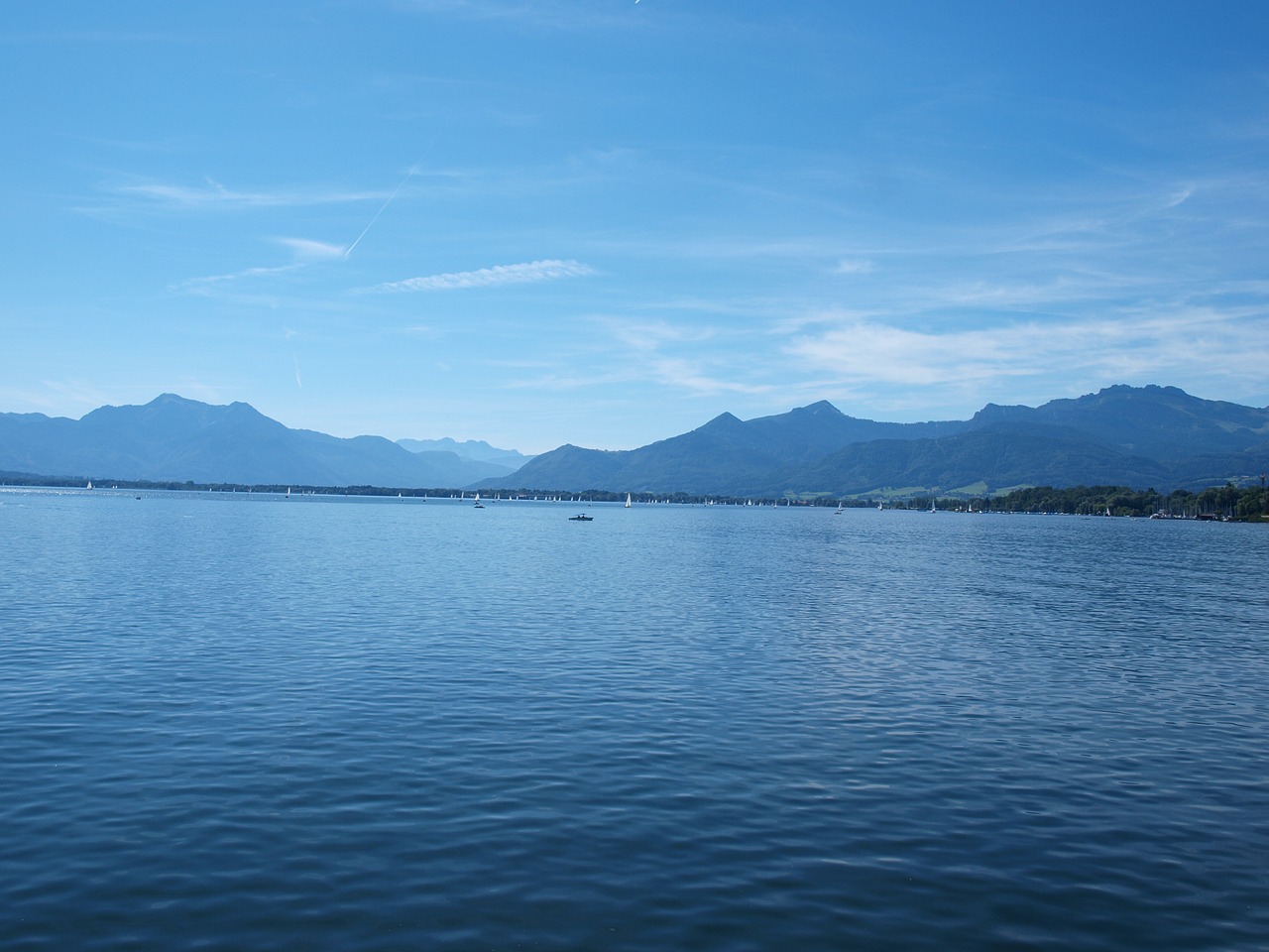 chiemsee water sky free photo