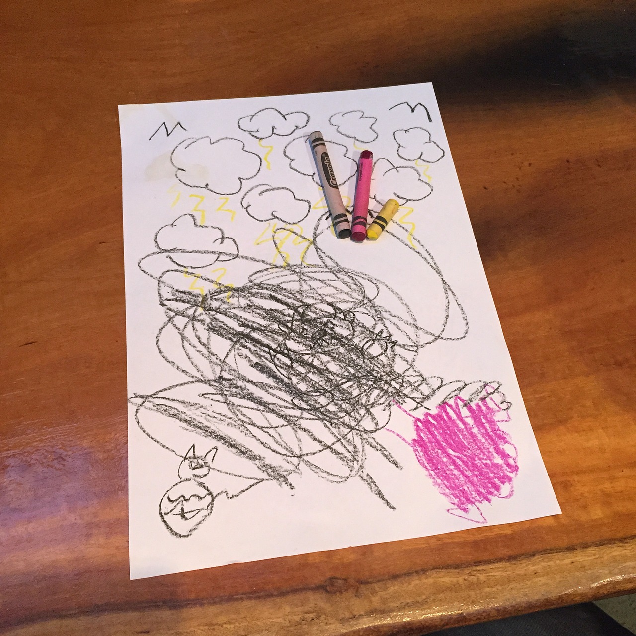 child scribbles drawing free photo
