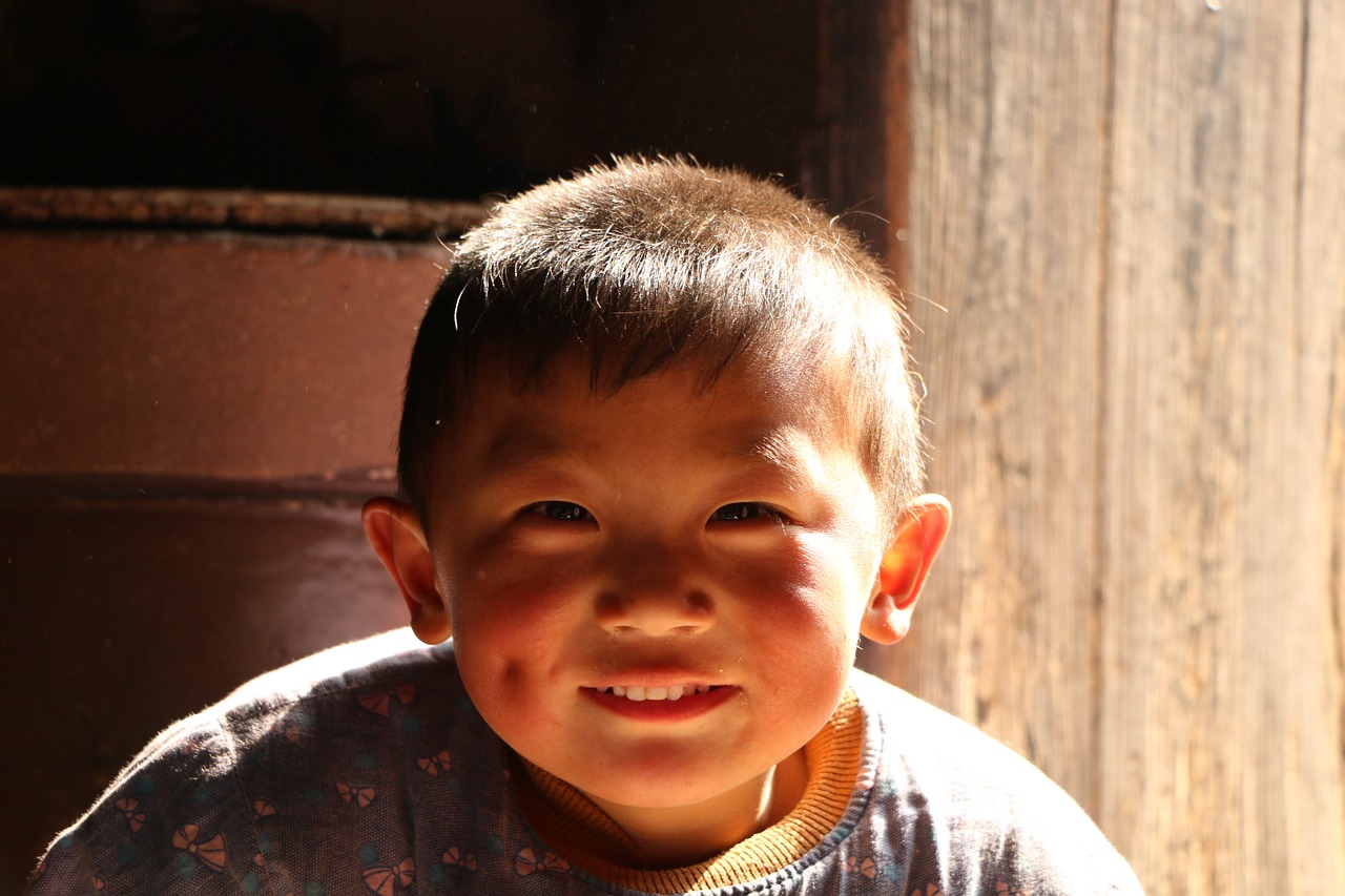 child chinese village happy free photo