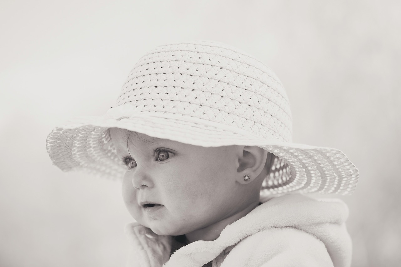 child hat black and white free photo