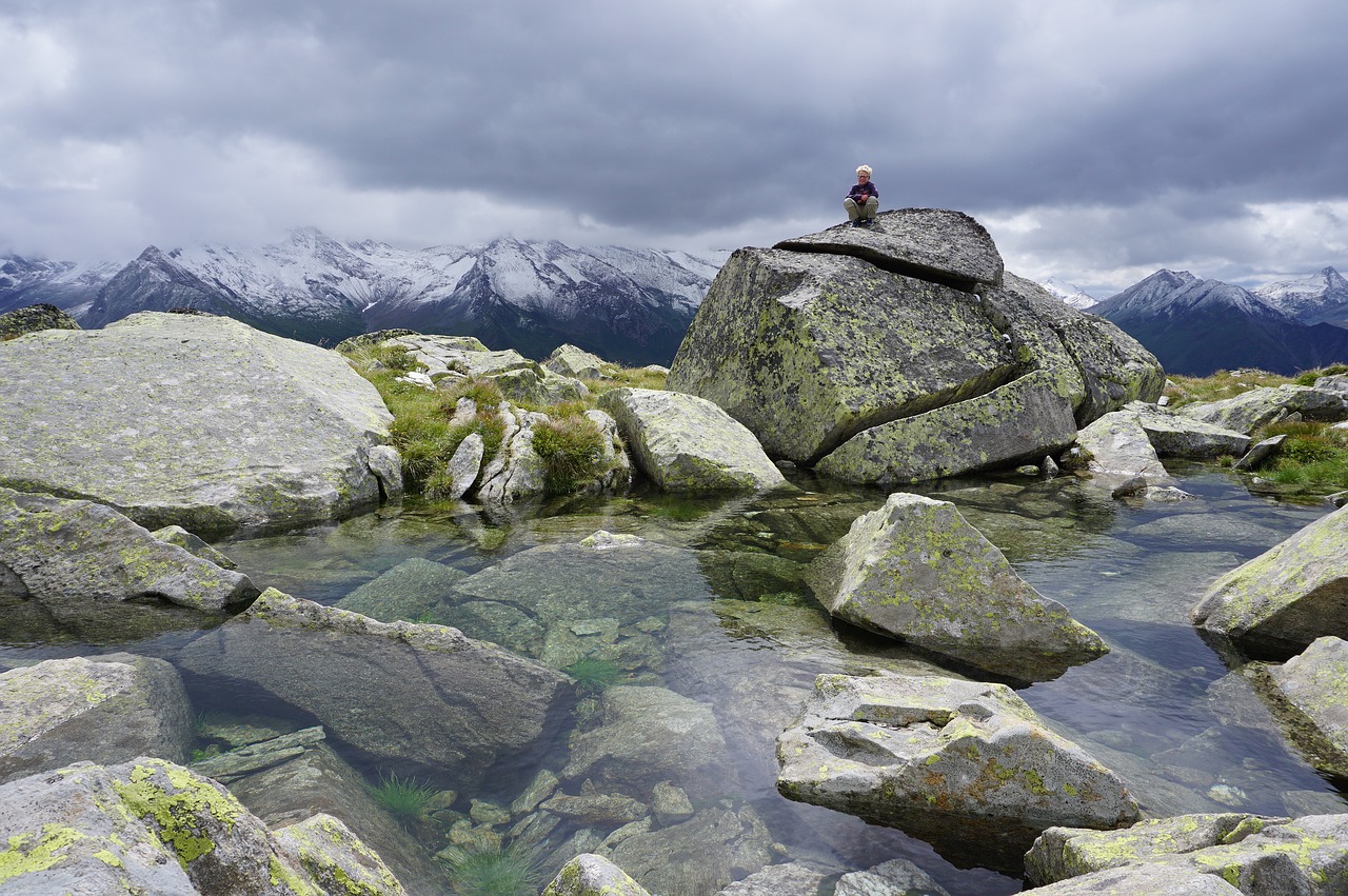 child mountain lake free photo