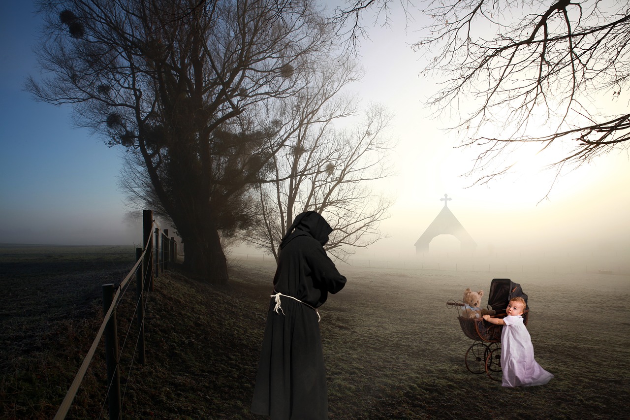 child monk fog free photo