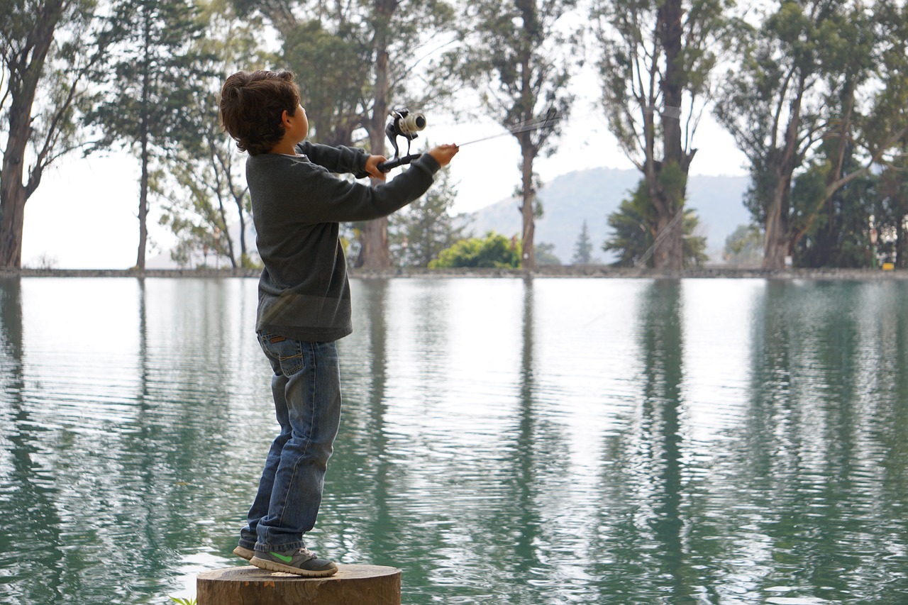 child  fishing  cane free photo