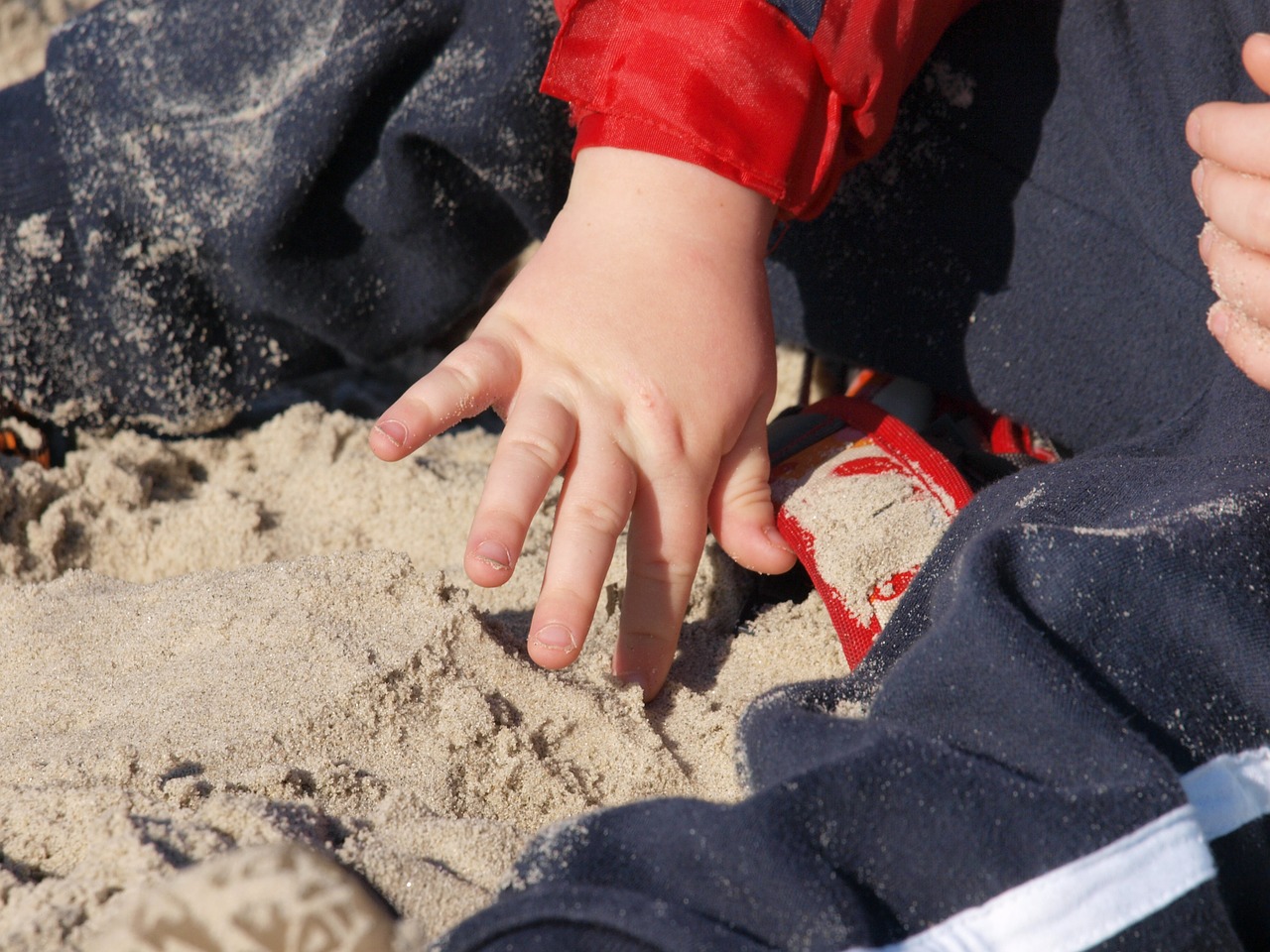 child hand beach free photo