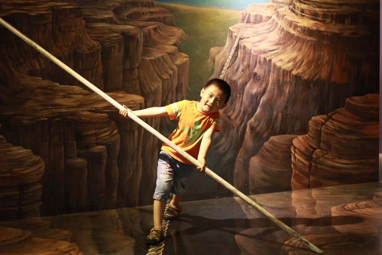 child balance optical illusion free photo