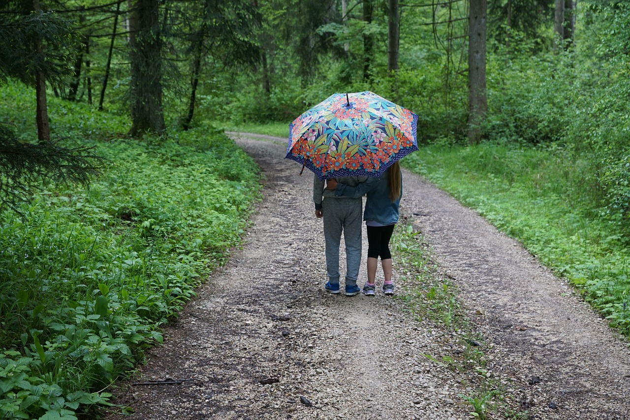 children rain walk free photo