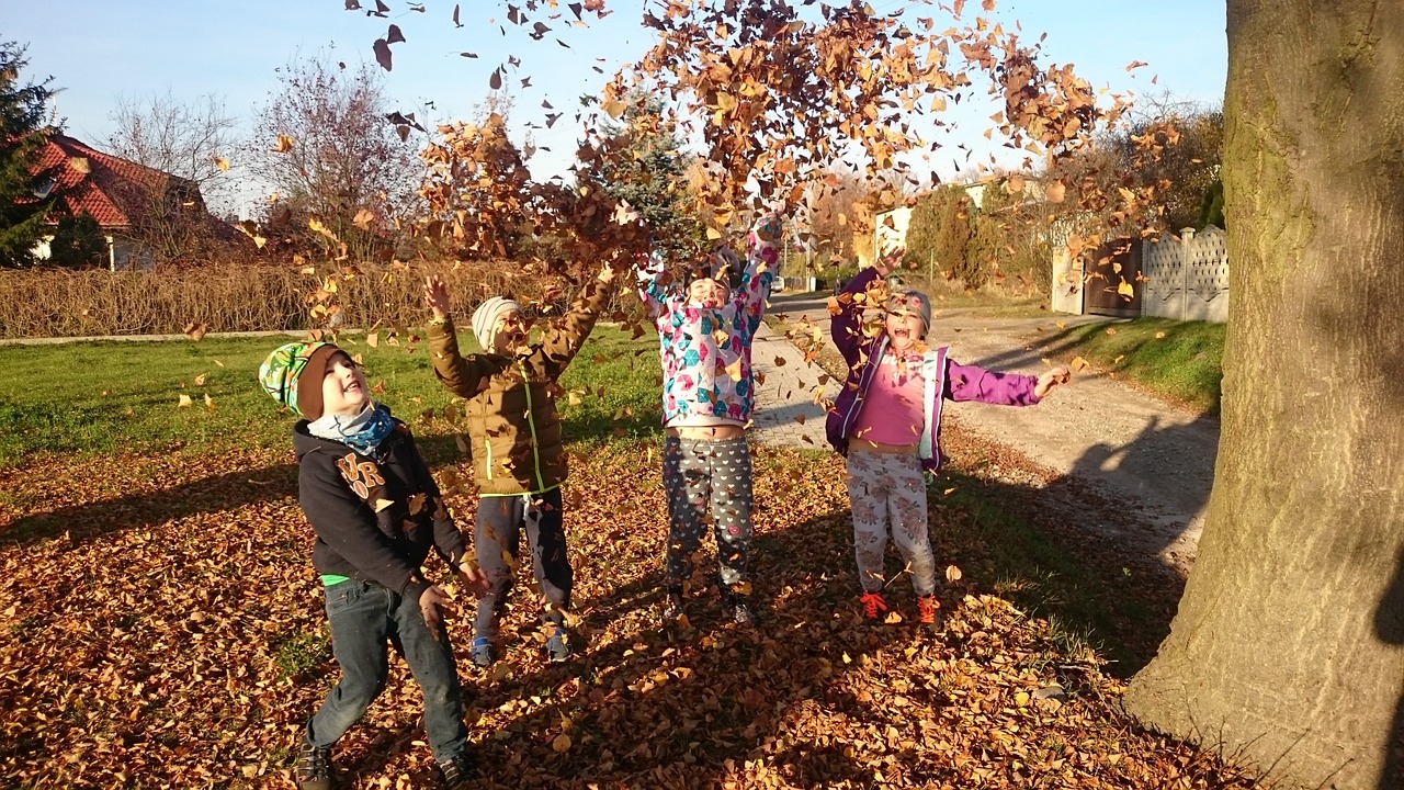 children autumn foliage free photo